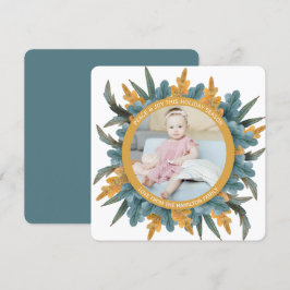 Christmas Personalisiert Blue Orange Blätter Foto Feiertagskarte