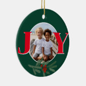 Christmas personalize JOY Holly photo template Keramik Ornament (Rechts)