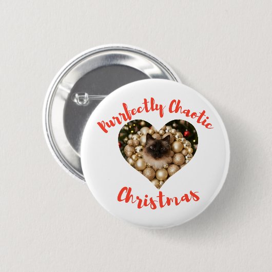 Christmas Personalized Cat Heart Photo Frame Button (Vorne & Hinten)
