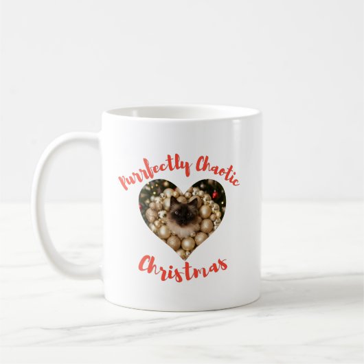 Christmas Personalized Cat Heart Photo Frame Kaffeetasse (Links)