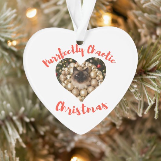 Christmas Personalized Cat Heart Photo Frame Ornament (Baum)