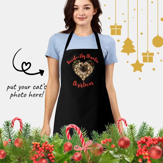 Christmas Personalized Cat Heart Photo Frame Schürze