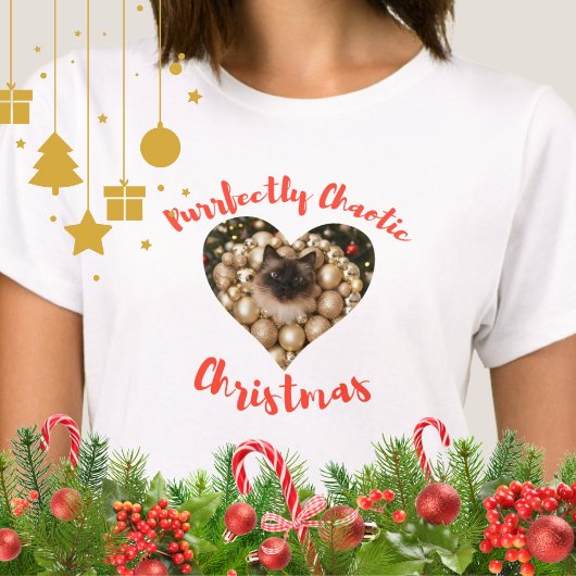 Christmas Personalized Cat Heart Photo Frame T-Shirt