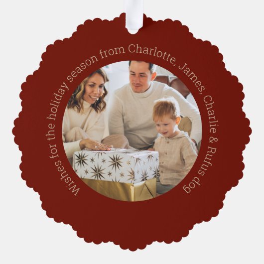 Christmas Personalized Photo Wreath Red Berry Ornament Karte (Rückseite)