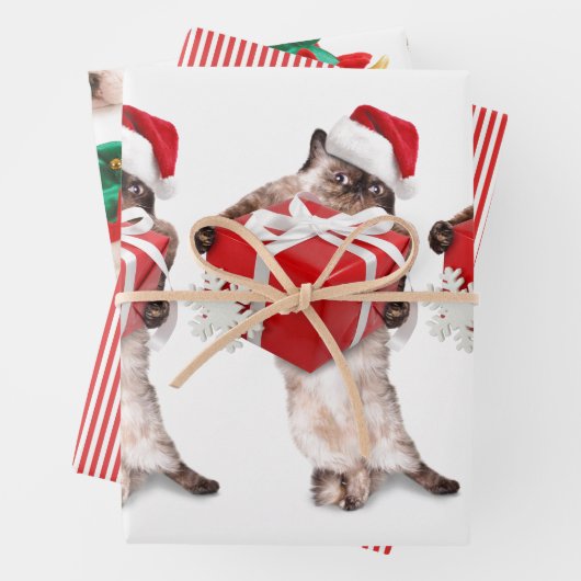 CHRISTMAS PETS Wrapping Paper Flat Sheet Set 3 Geschenkpapier Set (Beispiel)