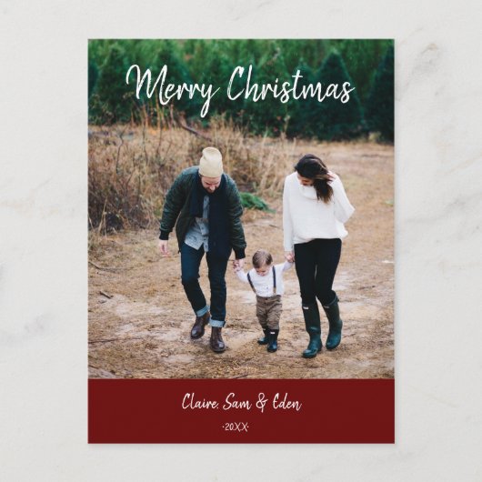 Christmas Photo Card - Simple Calligraphy Picture Postkarte (Vorderseite)