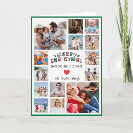 Christmas Photo Card With Green Border Karte (Vorderseite)