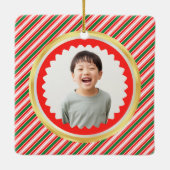 Christmas Photo Certificate Santa Nice List Keramikornament (Rückseite)