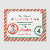 Christmas Photo Certificate Santa Nice List Magnet (Vorderseite)