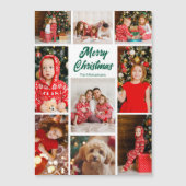 Christmas Photo Collage Green Script Magnet Card (Vorderseite)