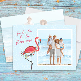 Christmas Photo Cute Beach Pink Tropical Flamingo Feiertagskarte