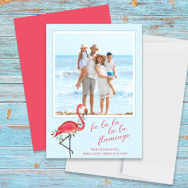 Christmas Photo Cute Beach Pink Tropical Flamingo  Feiertagskarte
