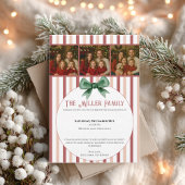 Christmas Photo Invitation • Red Striped Holiday Einladung