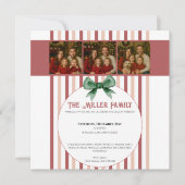 Christmas Photo Invitation • Red Striped Holiday Save The Date (Vorderseite)