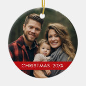 Christmas Photo Modern Minimal with Trendy Red Keramikornament (Vorne)