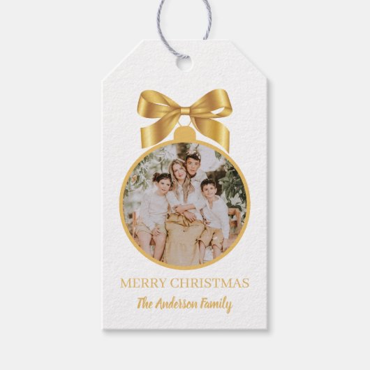 Christmas Photo Ornament Gold Geschenkanhänger (Vorderseite)