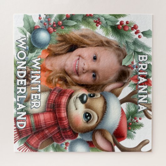 Christmas Photo Reindeer Winter Wonderland Puzzle (Horizontal)