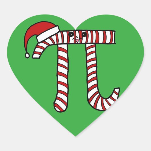 Christmas Pi Cartoon Math Geek Herz-Aufkleber (Vorderseite)