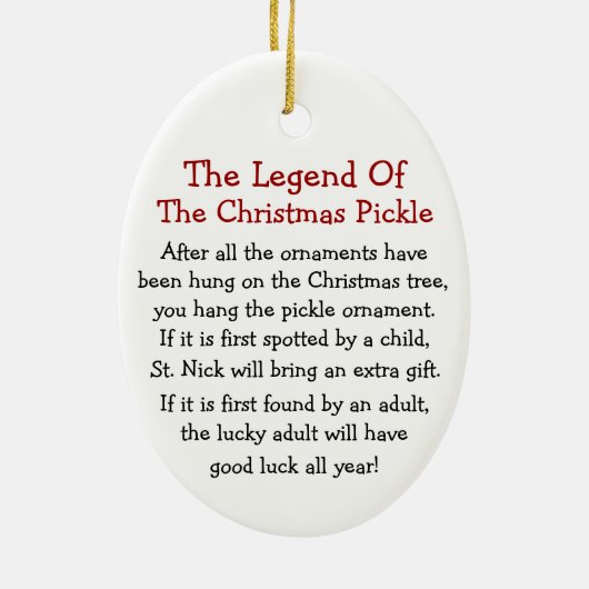 Christmas Pickle Legend 2 Keramik Ornament (Hinten)