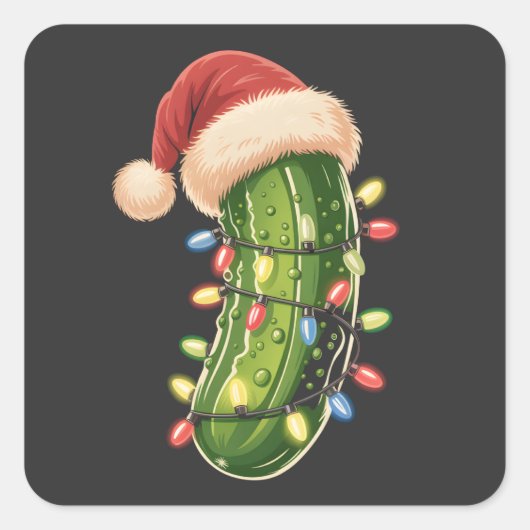 Christmas Pickle Pickle In Xmas Light Pickle Quadratischer Aufkleber (Vorderseite)