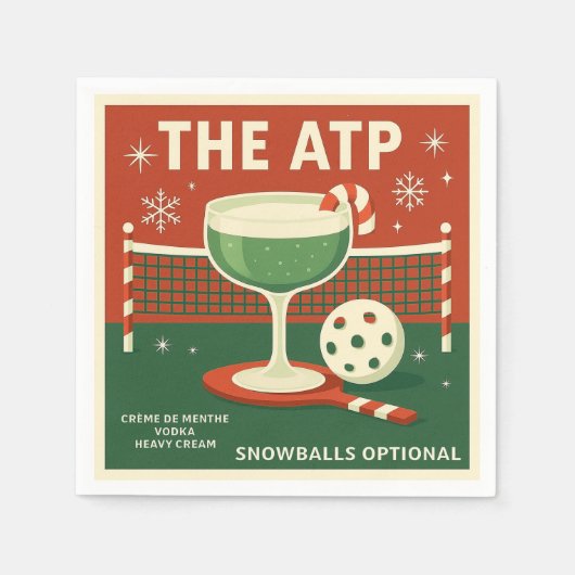 Christmas Pickleball Cocktail Napkin "The ATP"  Serviette (Vorderseite)