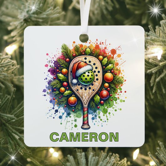 Christmas Pickleball Individuelle Name Ornament Aus Metall