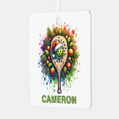 Christmas Pickleball Individuelle Name Ornament Aus Metall (Vorderseite links)