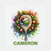 Christmas Pickleball Individuelle Name Ornament Aus Metall (Vorderseite)