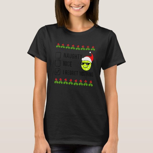 Christmas Pickleball  NAUGHTY NICE T-Shirt (Vorderseite)