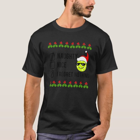 Christmas Pickleball NAUGHTY NICE T-Shirt (Vorderseite)