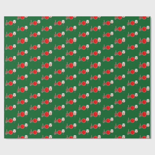 Christmas Pickleball Paddle Joy Red and Green Geschenkpapier (Flach)