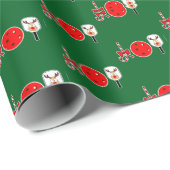 Christmas Pickleball Paddle Joy Red and Green Geschenkpapier (Rolleneckpunkt)