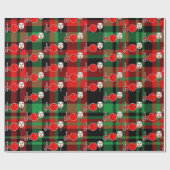 Christmas Pickleball Paddle Joy Red Green Plaid Geschenkpapier (Flach)