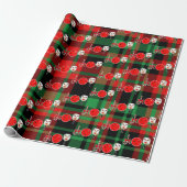 Christmas Pickleball Paddle Joy Red Green Plaid Geschenkpapier (Ungerollt)