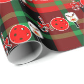 Christmas Pickleball Paddle Joy Red Green Plaid Geschenkpapier (Rolleneckpunkt)