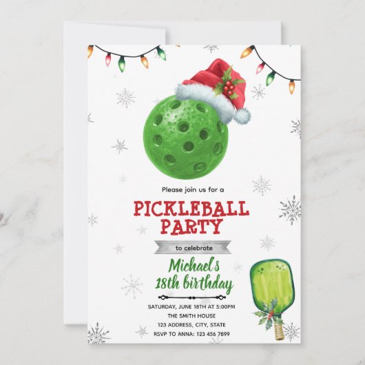 Christmas pickleball party invite einladung (Vorderseite)