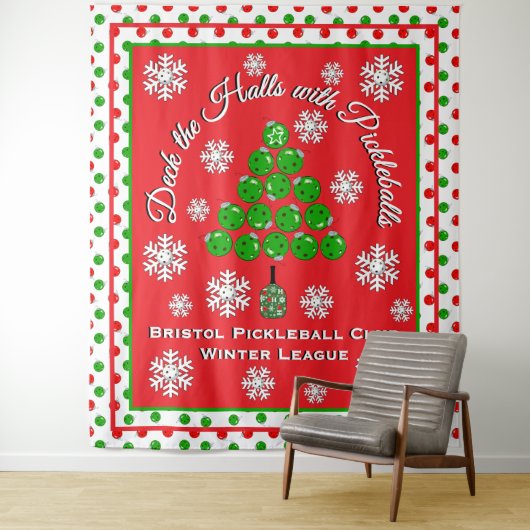 Christmas Pickleball Party Personalize Photo Wall Wandteppich (Beispiel)