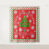 Christmas Pickleball Party Personalize Photo Wall Wandteppich (Vorderseite)