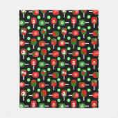 Christmas Pickleball Red Green Paddles Balls Black Fleecedecke (Vorderseite)