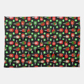 Christmas Pickleball Red Green Paddles Balls Black Geschirrtuch (Horizontal)