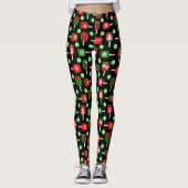 Christmas Pickleball Red Green Paddles Balls Black Leggings (Vorderseite)