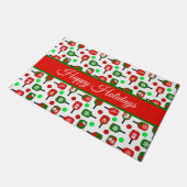Christmas Pickleball Red Green Paddles Balls X-Mas Fußmatte (Schrägansicht)