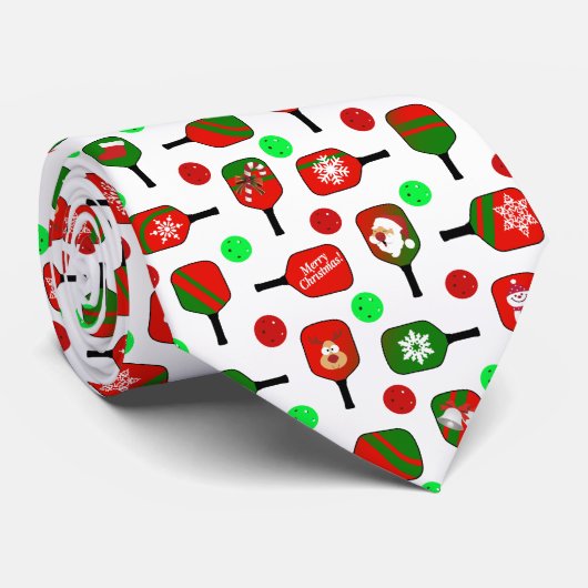 Christmas Pickleball Red Green Paddles Balls X-Mas Krawatte (Gerollt)