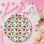 Christmas Pickleball Red Green Paddles Balls X-Mas Pappteller (Party)