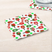 Christmas Pickleball Red Green Paddles Balls X-Mas Rechteckiger Pappuntersetzer (angewinkelt)
