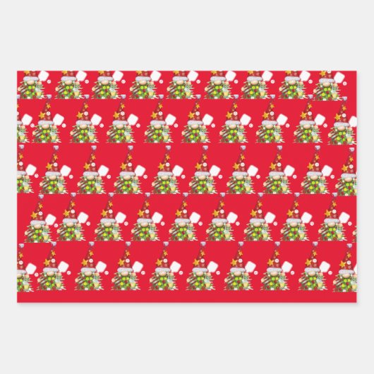 Christmas Pickleball | Retro Festive Gnomes Geschenkpapier Set (Vorderseite 2)