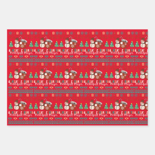 Christmas Pickleball | Retro Hot Coco Ugly Sweater Geschenkpapier Set (Vorderseite 3)