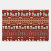 Christmas Pickleball | Retro Hot Coco Ugly Sweater Geschenkpapier Set (Vorderseite 2)