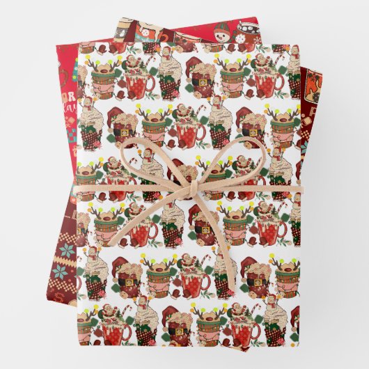 Christmas Pickleball | Retro Hot Coco Ugly Sweater Geschenkpapier Set (Beispiel)