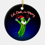 Christmas Pickleball Weihnachtsmannmütze Pickle Keramik Ornament (Vorne)